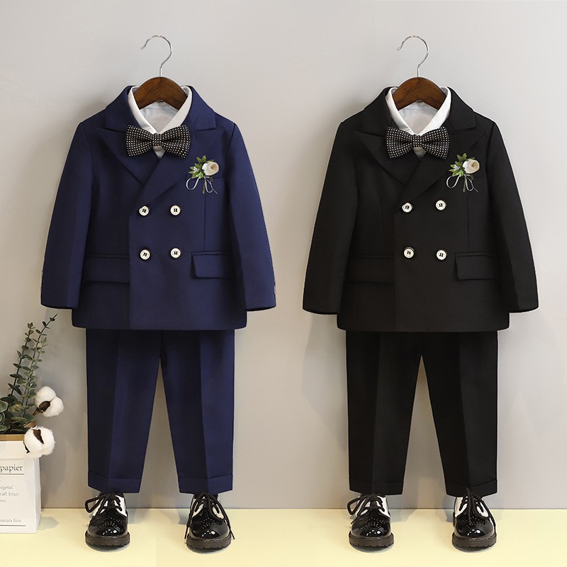 儿童西装套装马甲长裤衬衫小礼服套装男童帅气英伦儿童西服韩版秋