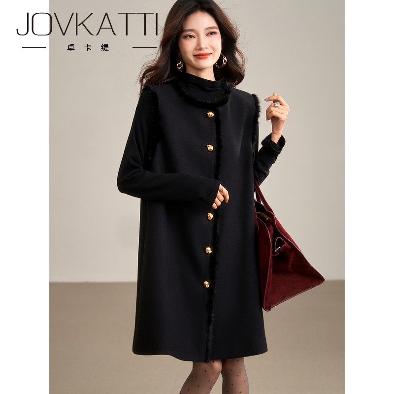 气质显瘦时尚两件套连衣裙女2025冬季新款背心裙中裙大码女装