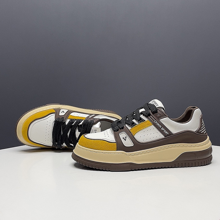 男生板鞋青少年厚底休闲鞋男运动鞋真皮潮牌鞋男士透气秋季鞋子男