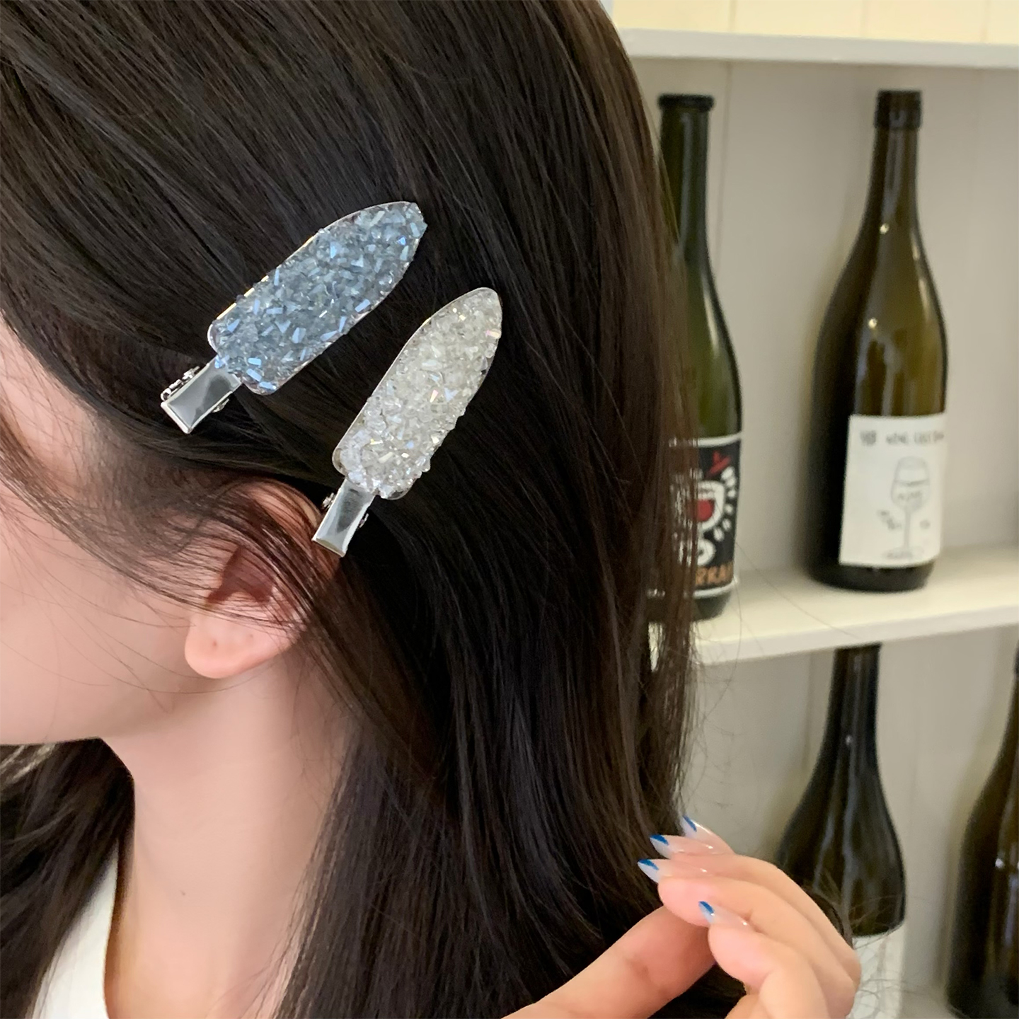 baby杨颖同款水钻满钻发夹侧边夹精致高级感无痕鸭嘴夹bb夹发卡子