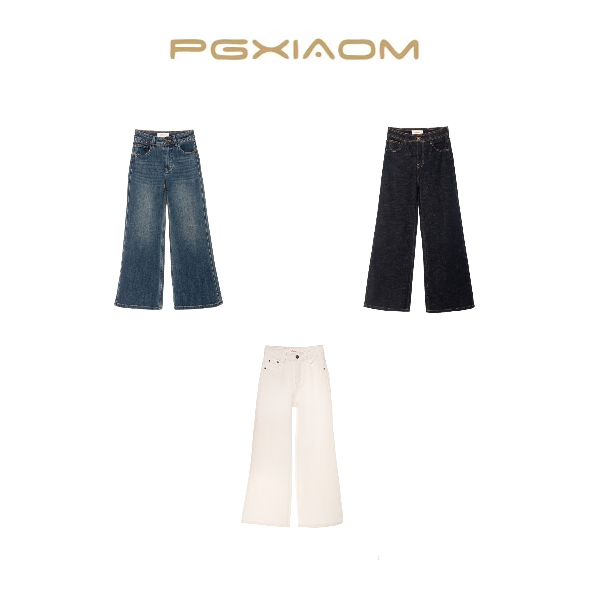 【PGXIAOM】润秀定制丹宁蓝米白三色秋款小微喇牛仔裤(弹力)KZ6323