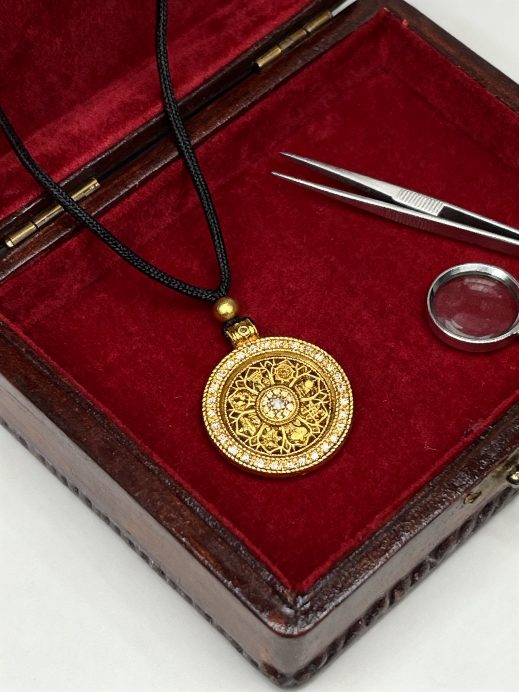 铜合金布艺项链 吊坠双面女手工项链时尚