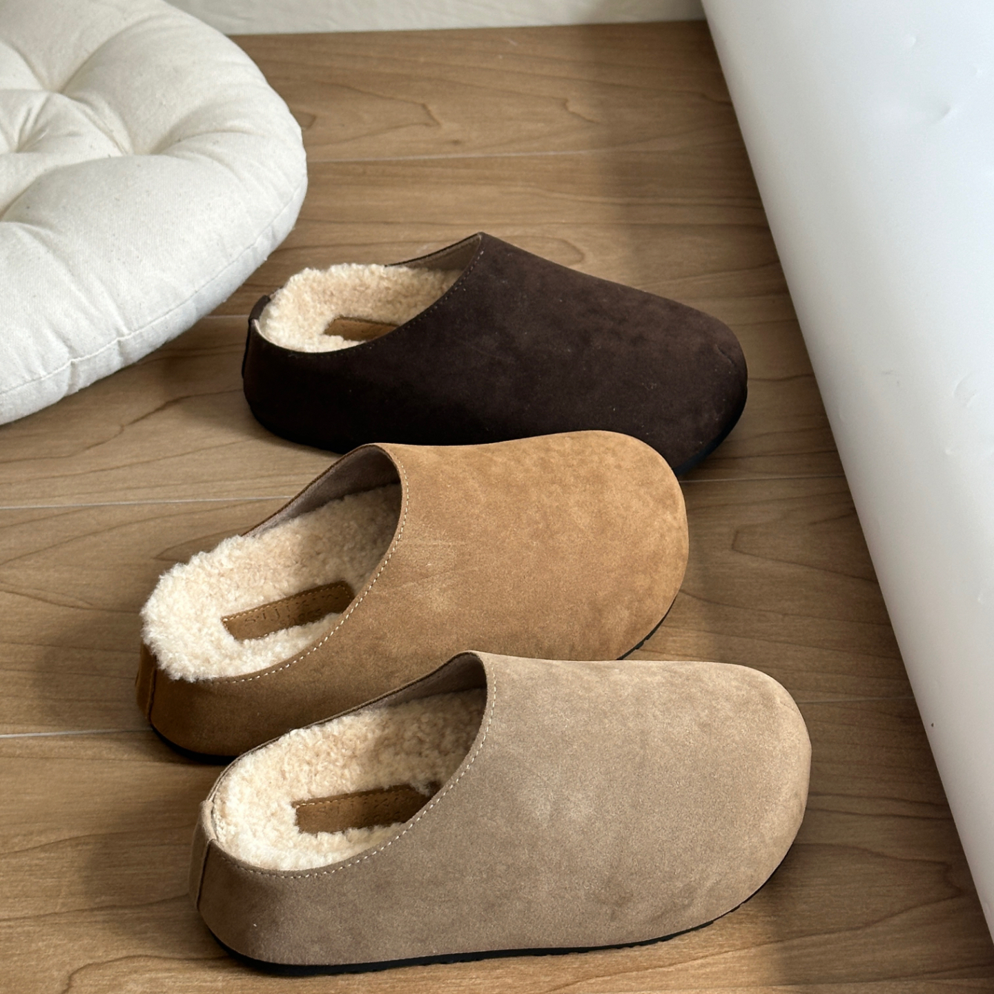 复古加绒厚底勃肯鞋女2025新款冬季外穿百搭保暖内增高包头半拖鞋