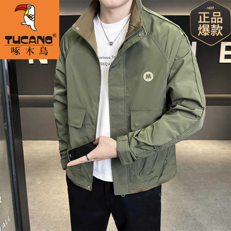 啄木鳥2025新款夹克休闲男立领夹克时尚潮男外套男立体大口袋青少