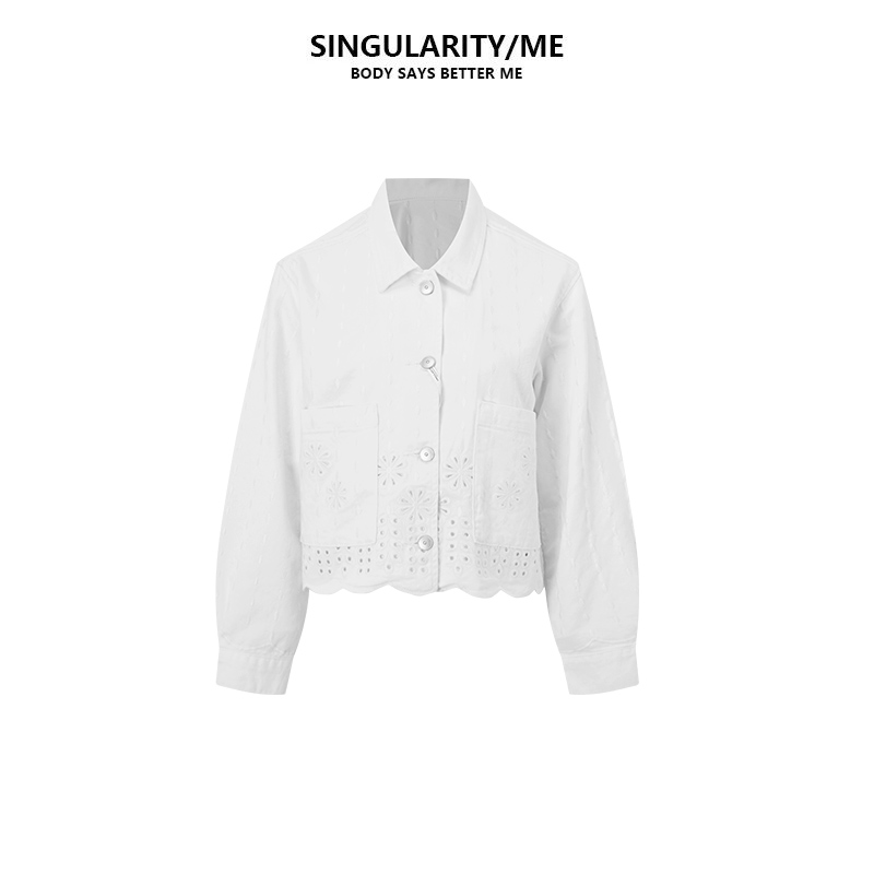 Singularity Me 3A 3821 白色镂空工装春夏新款短款夹克牛仔外套