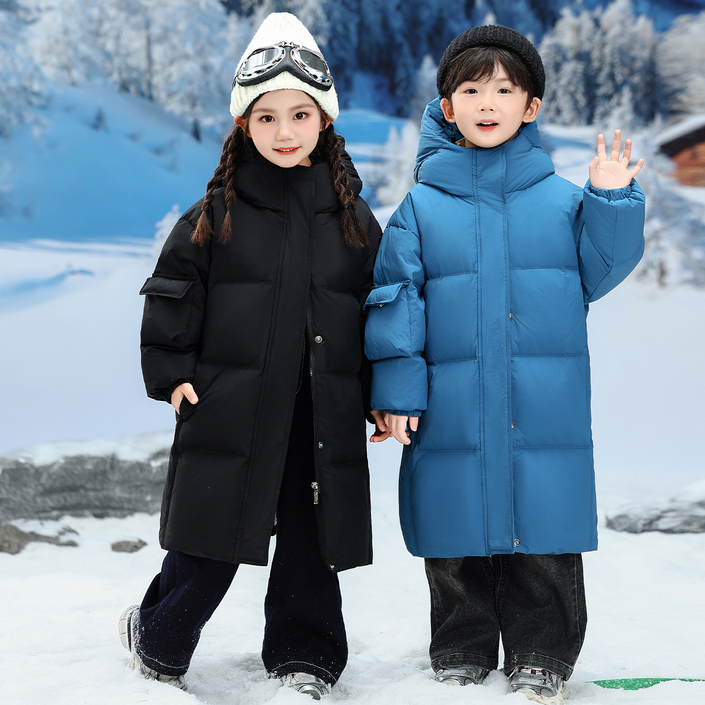 男童羽绒服中长款过膝男款小童男宝加厚儿童宝宝冬季白鸭绒外套