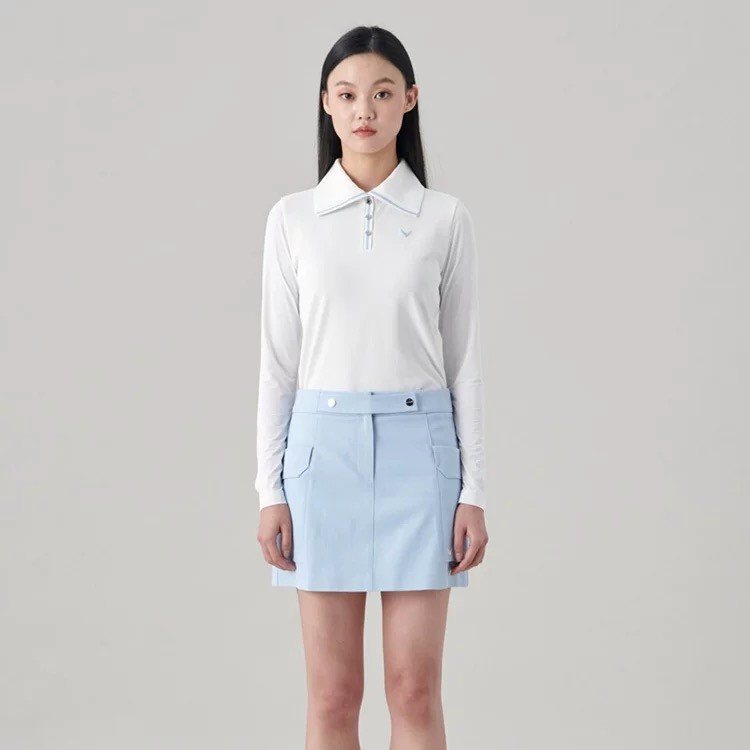 Callaway卡拉威高尔夫服装女士秋季长袖T桖轻薄简约百搭翻领Polo
