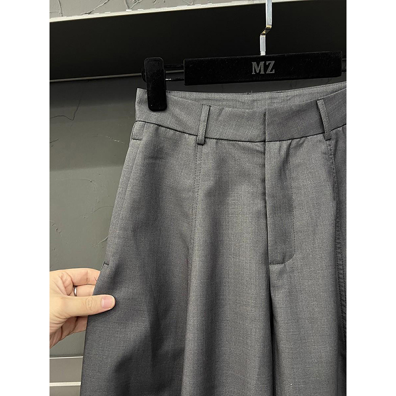 高级感灰色休闲裤女秋季新款简约高腰显瘦梨形身材宽松阔腿裤