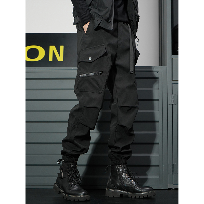 彦正休闲裤新款多口袋秋季工装潮流百搭宽松束脚裤户外机能款长裤