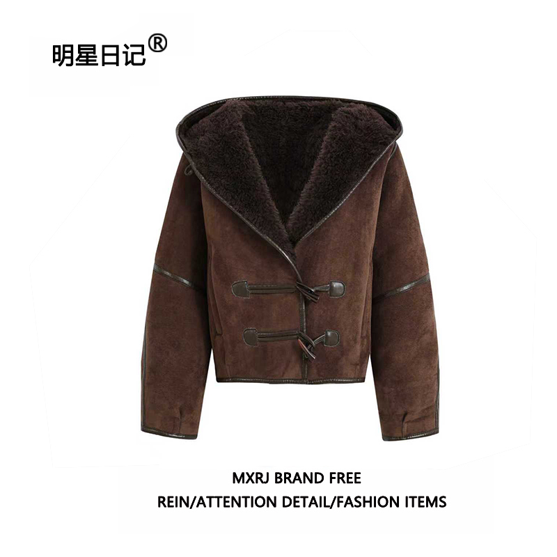 明星日记【正确版本】白鹿同款复古美拉德麂皮绒外套女夹克上衣冬季