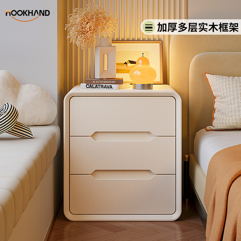 实木床头柜家用卧室2025爆款小型奶油风轻奢高级床边置物收纳柜子