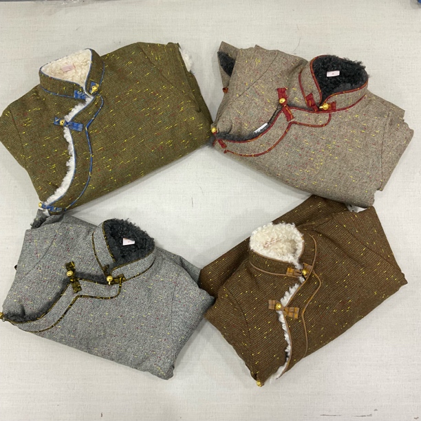 民族风男女冬季加绒加厚藏式外套保暖毛绒包边气质上衣长裤