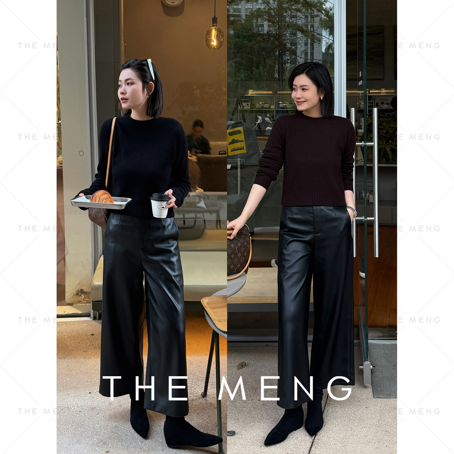 THE MENG【超比例】超纤蛋白皮极简休闲皮裤#M253P0889+M254P1461