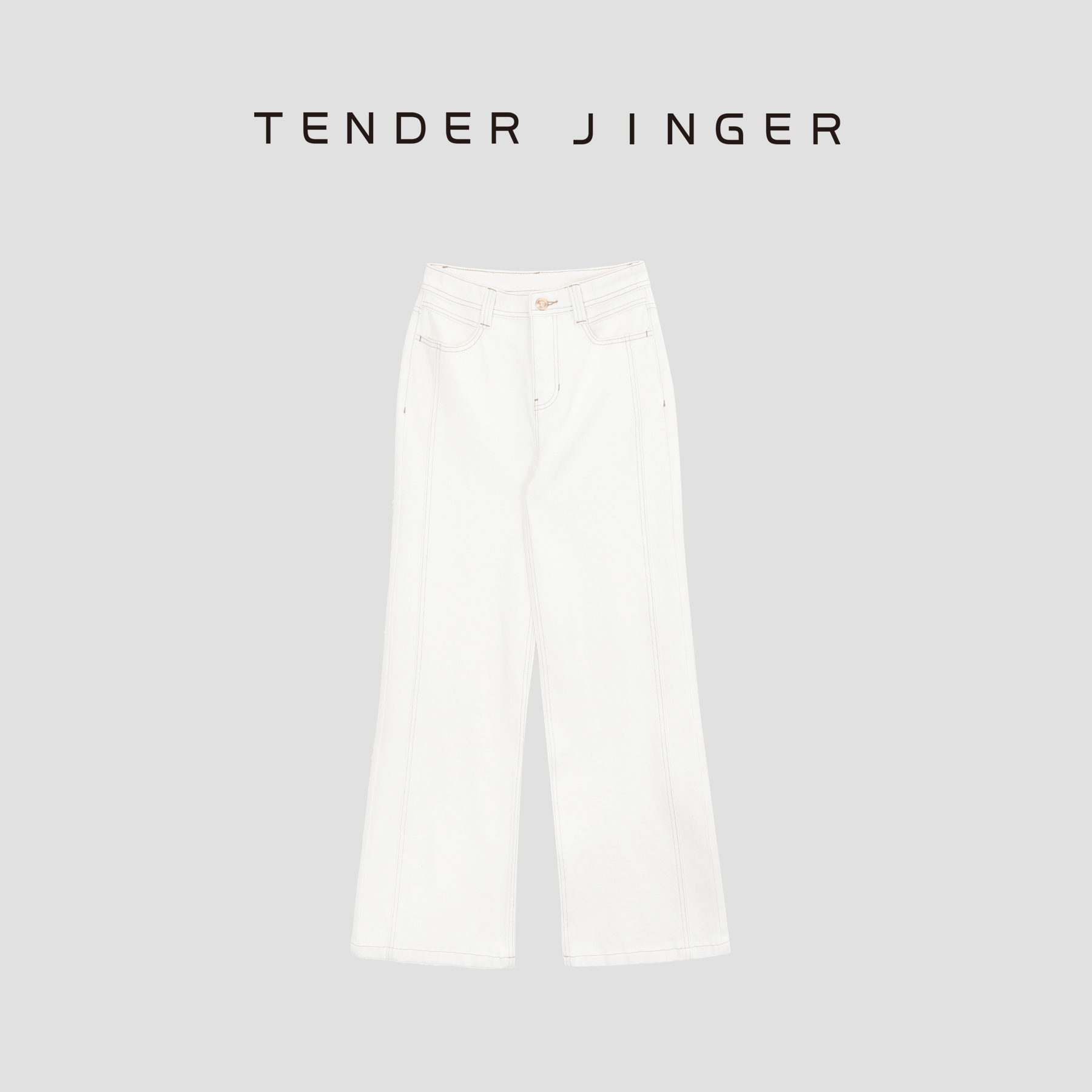 Tender Jinger【黑标】四面弹白牛撞色车线直筒裤T51RM121R