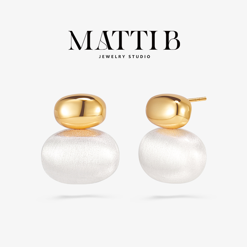 铜合金耳饰 复古拉丝高级感爆款小众独特精致百搭气质耳钉女2065