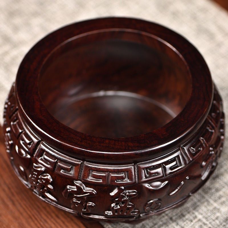 黑檀木雕聚宝盆摆件整木挖空香炉家用店铺客厅招财装饰品开业送礼