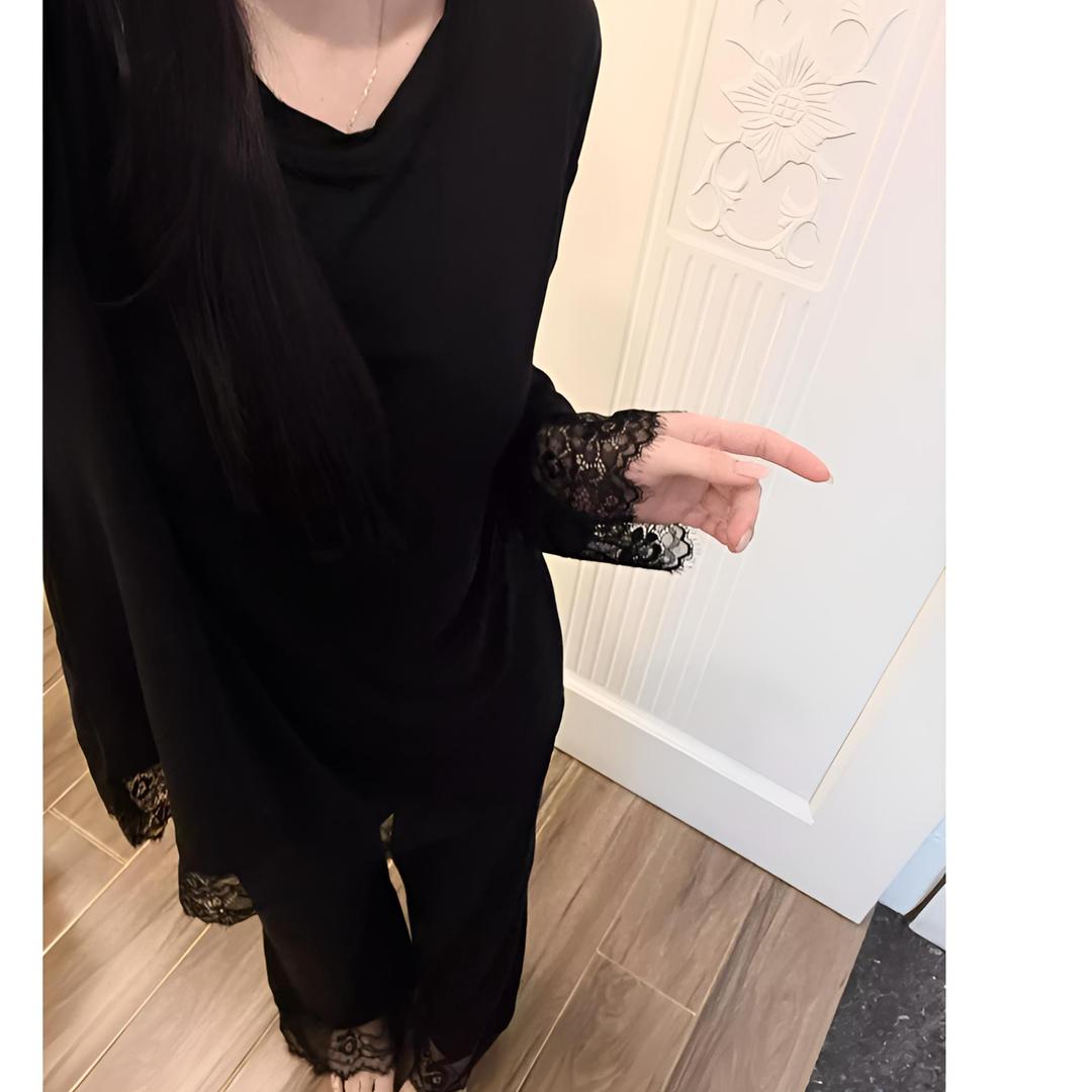 韩版慵懒风蕾丝花边睡衣女款春秋纯欲气质长袖长裤大码家居服套装