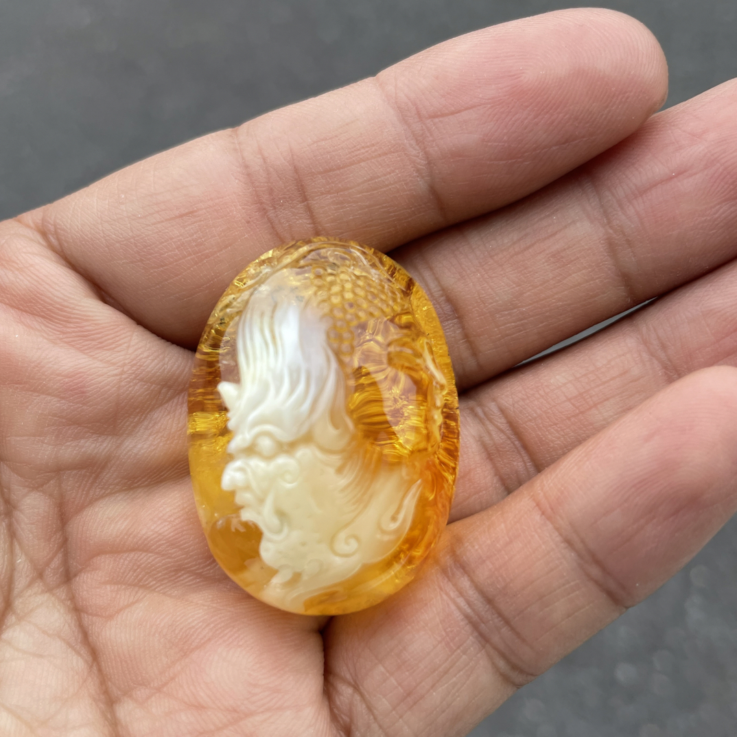 琥珀蜜蜡白花蜜金白一念之间14.81g38.1/28/22.4㎜