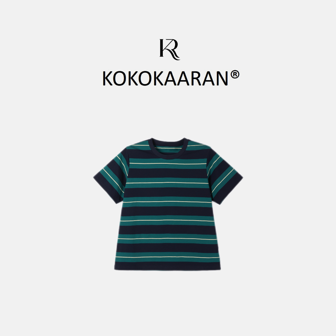 kokokaaran/可可咔伦25新款撞色条纹时尚休闲宽松女士T恤SH250588