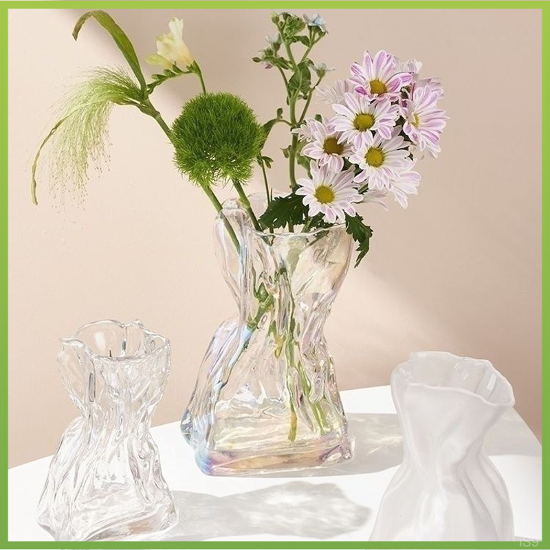 .不规则玻璃花瓶水养鲜花客厅桌面插干花高级感ins风装饰摆件轻奢