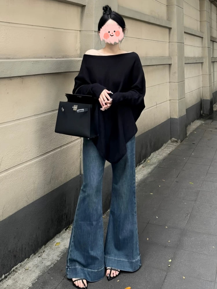 特大码240蝙蝠袖针织衫女2025年夏季新款慵懒风圆领宽松气质上衣