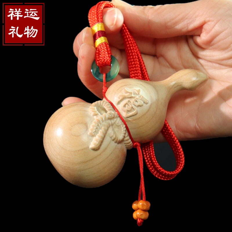 桃木雕刻福字葫芦手把件实木寿星葫芦福禄满堂手把件把玩工艺品