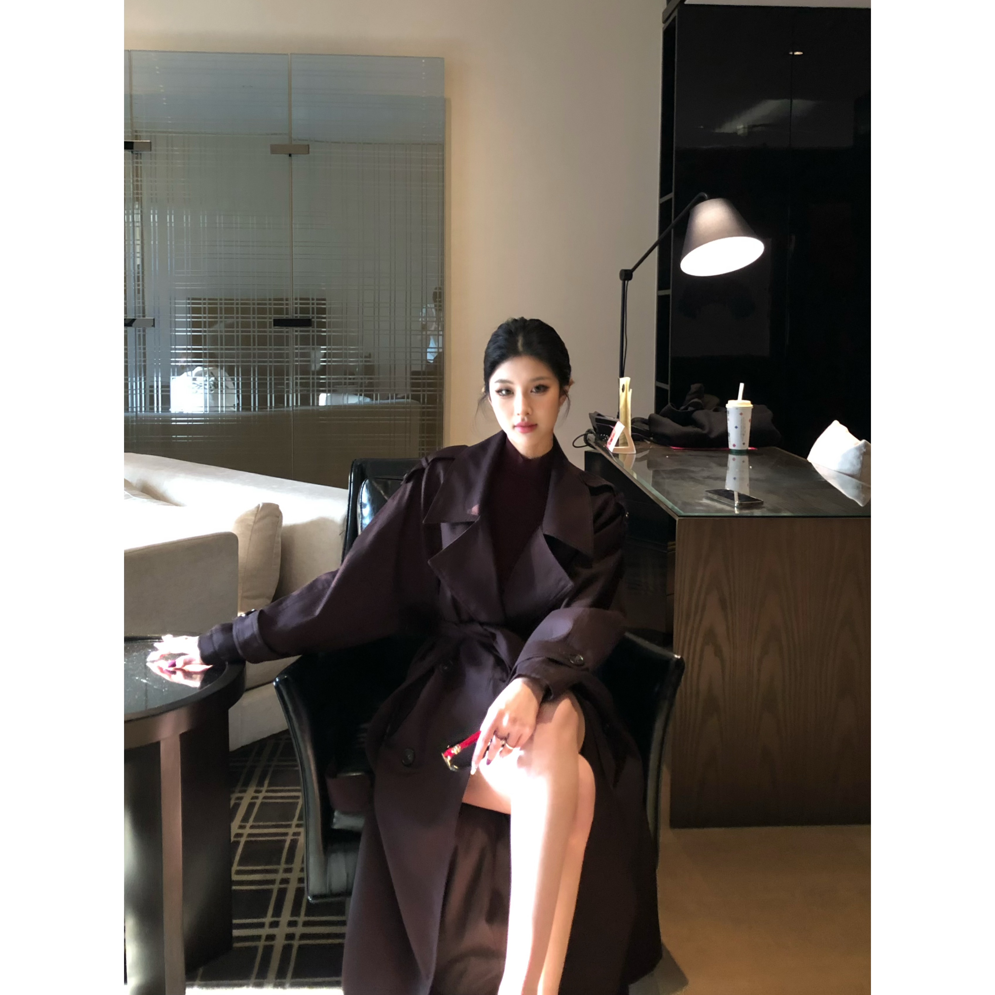 营造秋季氛围感外套高级宽松简约风风衣长袖秋冬款外套00110