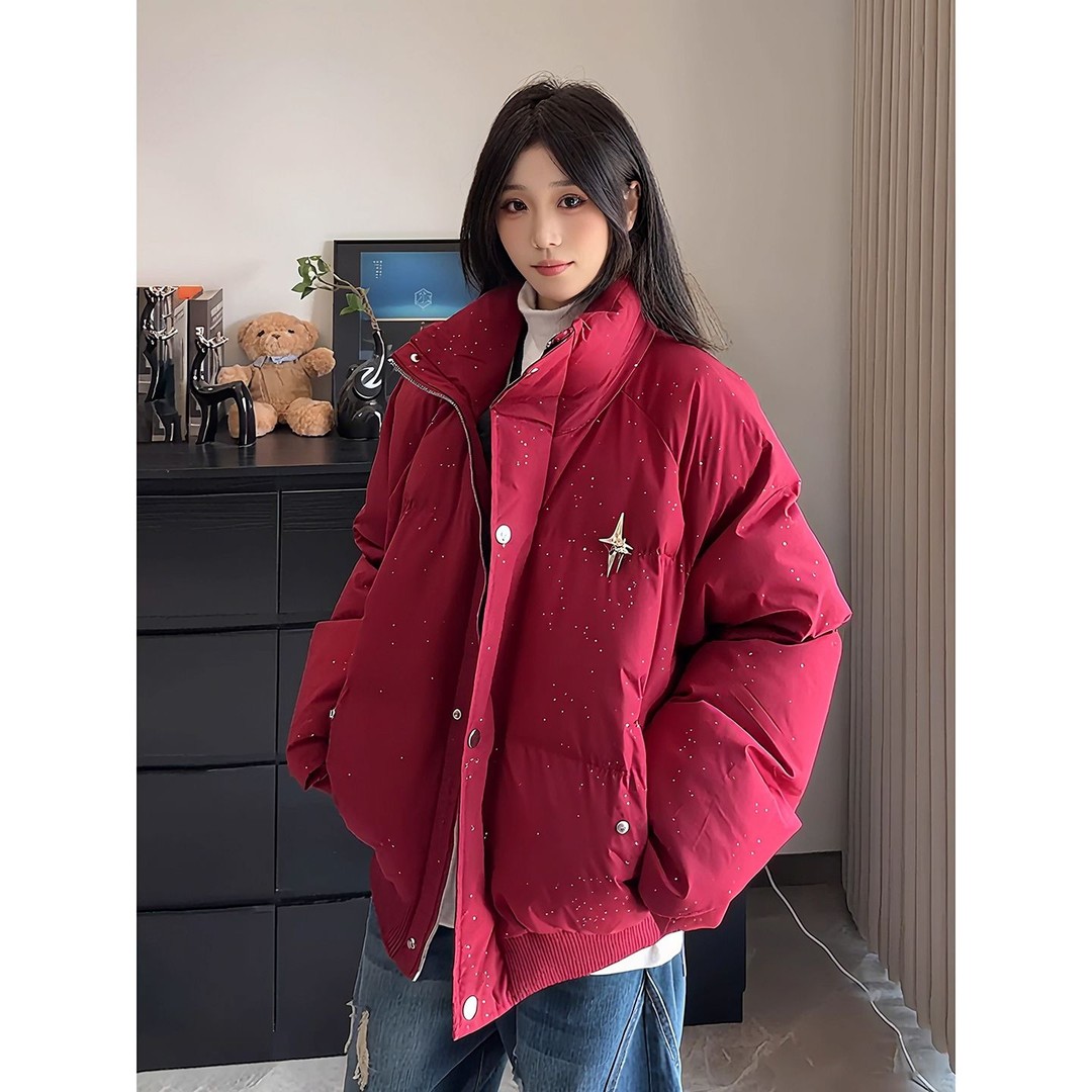 满天星棉服男2025冬季新款加厚保暖棉衣外套美式高街宽松休闲棉袄