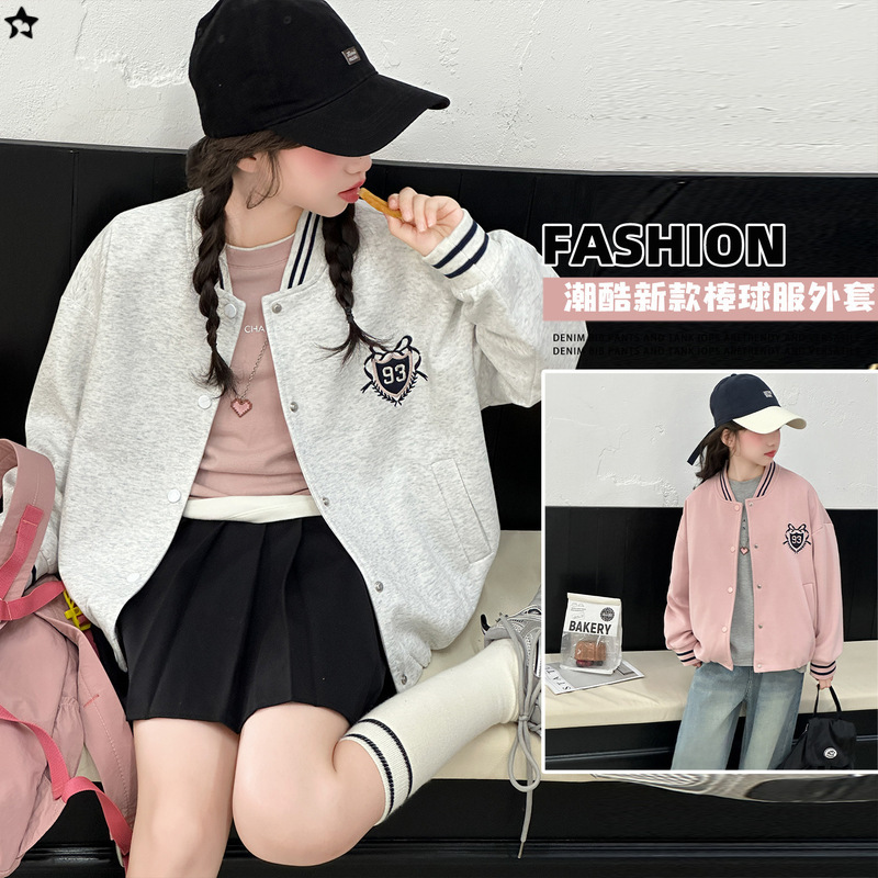 巴拉巴拉男孩女孩女童秋季外套2025新款儿童韩系时尚学院风棒球服