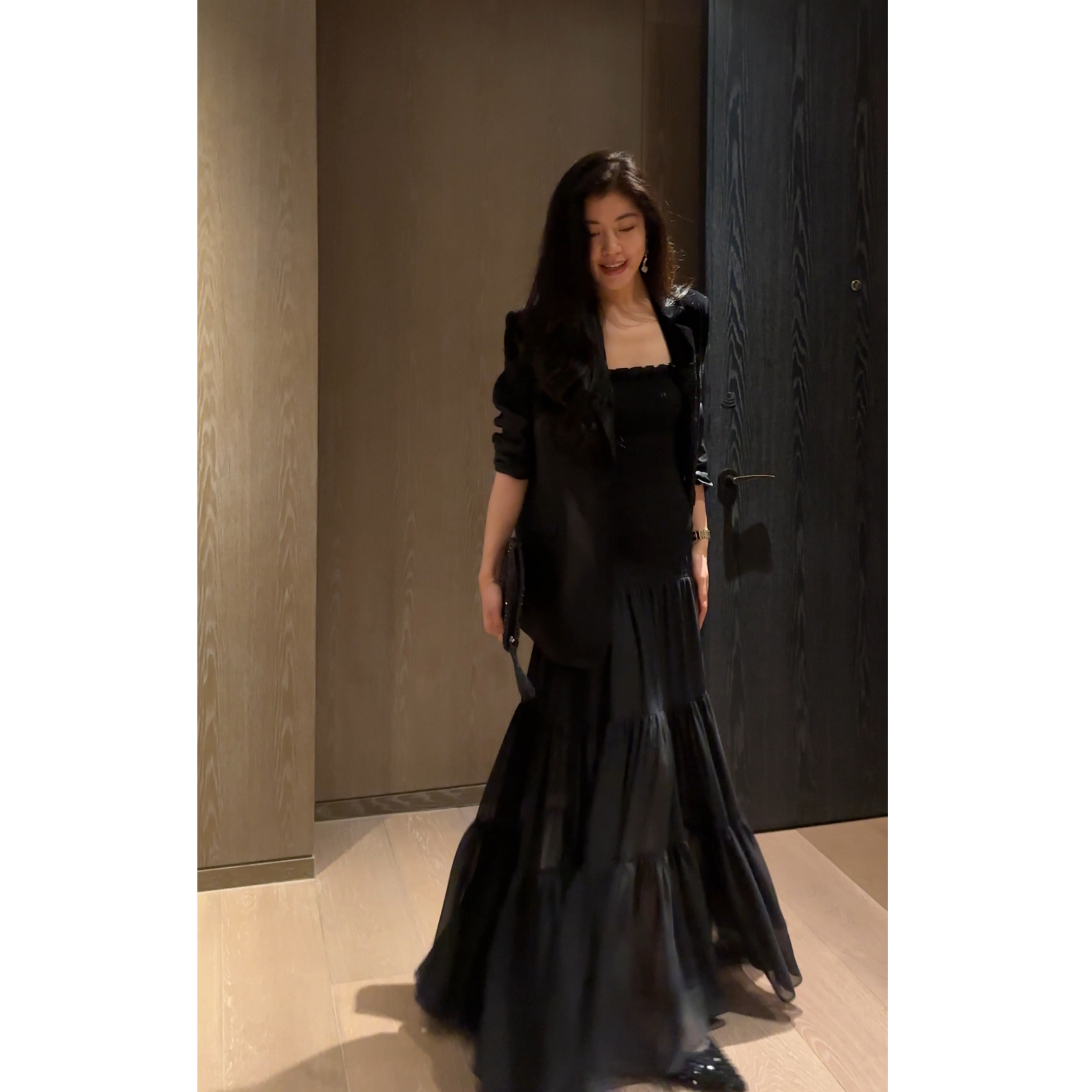 【N·COU】25秋新款【出圈神图】弹力松紧抹胸吊带连衣裙DY78662