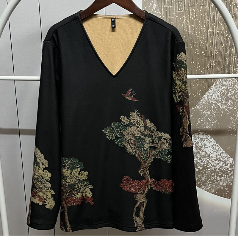 5616大码女装200斤上衣T恤冬季v领双面绒时尚百搭洋气显瘦打底衫