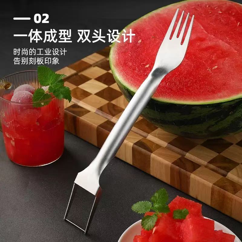 新疆包邮乌市直发西瓜切块神器双头不锈钢分割器两用西瓜专用叉