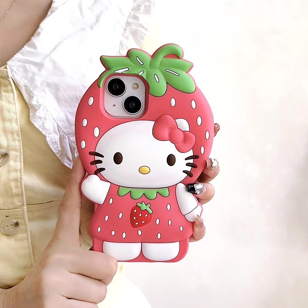 卡通可爱草莓衣服KT猫iPhone17苹果16适用13/14pro max手机壳防摔