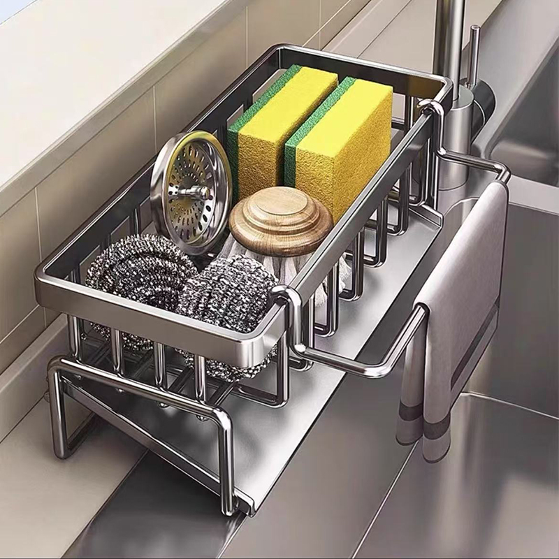 厨房置物架沥水架抹布收纳水龙头洗菜池洗碗水槽用品架收纳神器