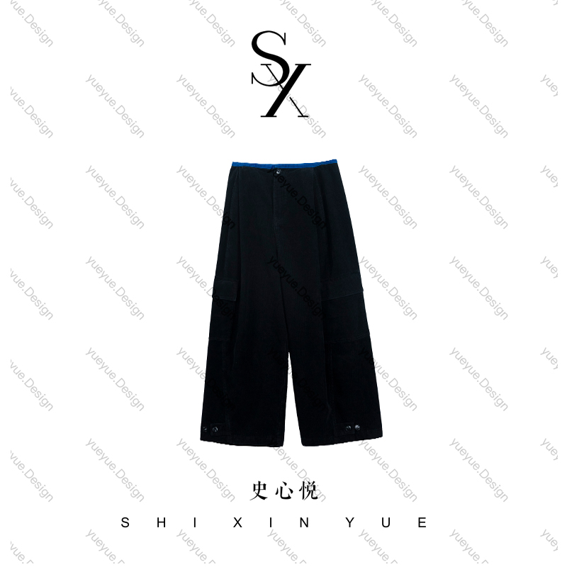 【悦悦专属】潮流时尚腰头拼色工装灯芯绒裤Y1284
