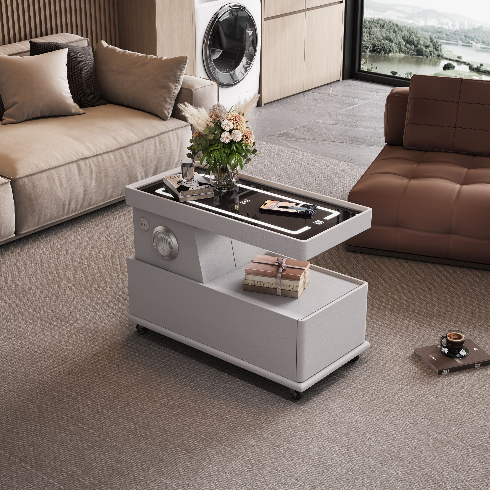 沙发边柜侧边柜智能可移动边几小推车小茶几茶台小桌子多功能茶几