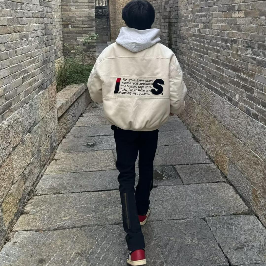 美式高街风飞行员夹克男字母刺绣棒球服春秋新款外套男潮