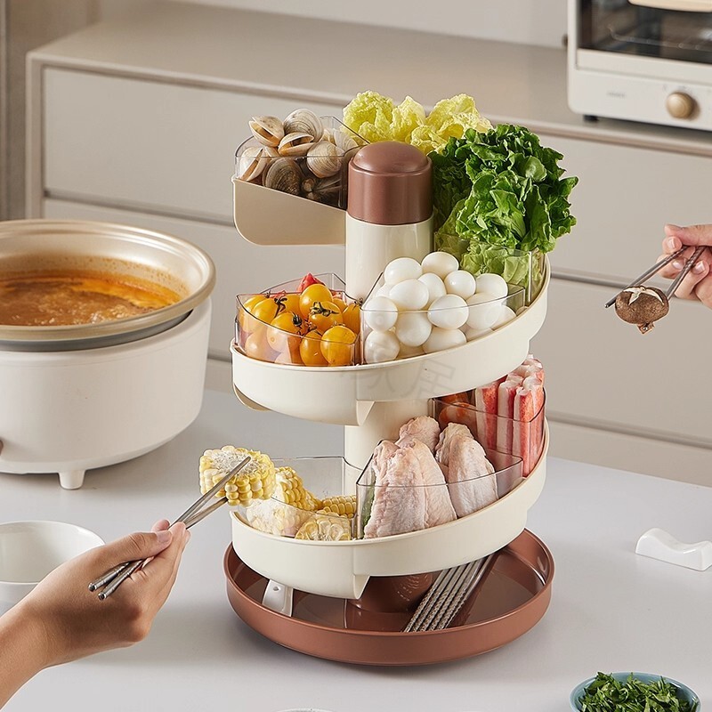 滑梯旋转火锅配菜盘创意分格收纳蔬菜拼盘多功能沥水菜盘厨房备菜