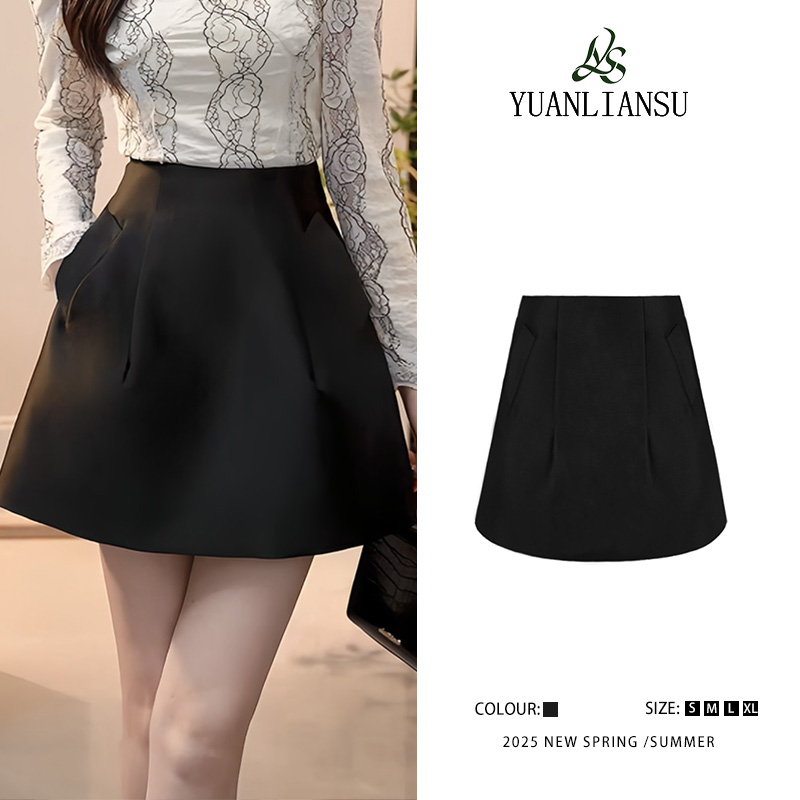 YUANLIANSU/圆脸酥【蝶舞墨白】新款显瘦蓬蓬裙半身裙A字短裙6335