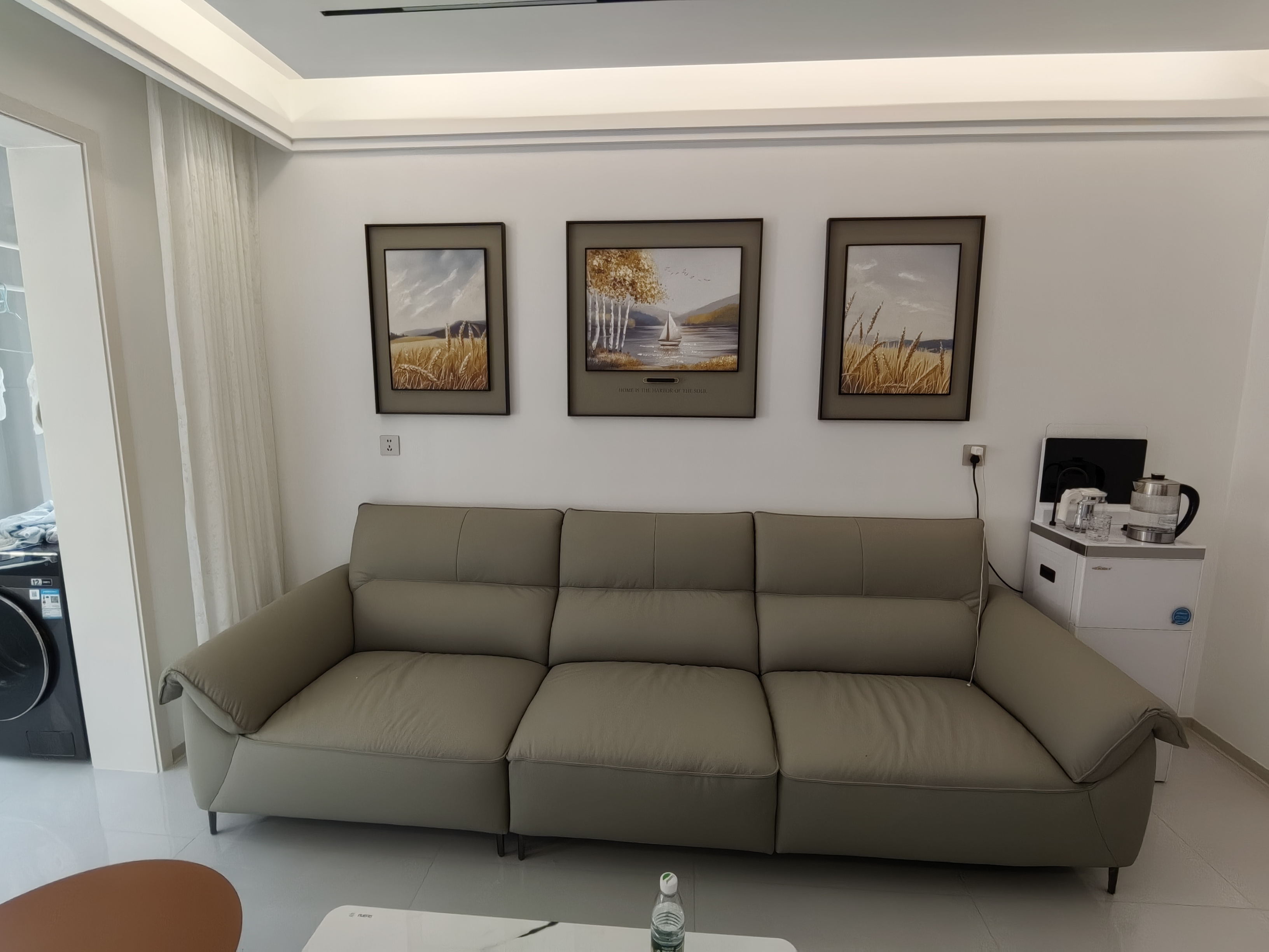 现代简约极简高端沙发三联砂岩客厅装饰画
