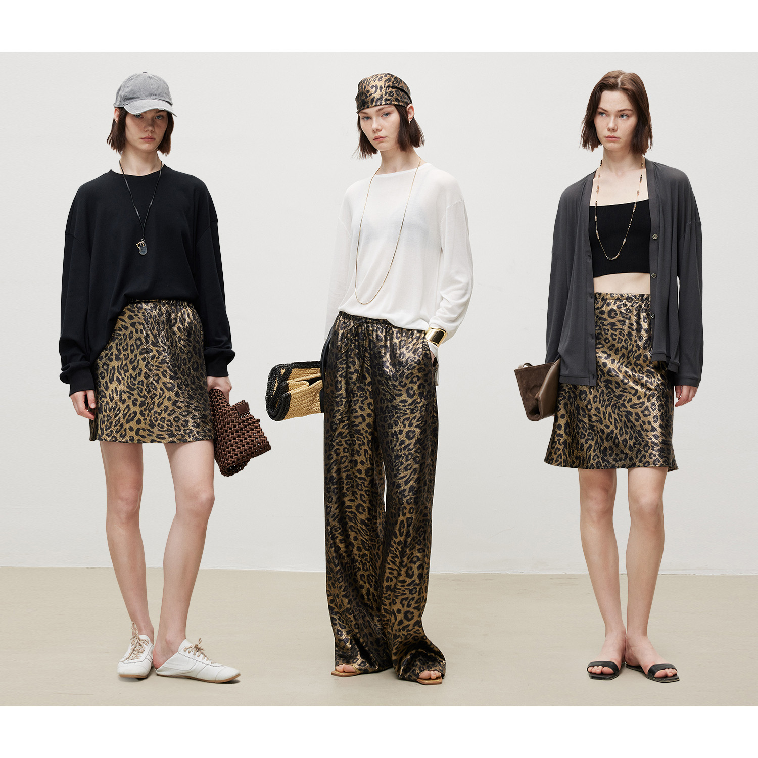 MARIUS"野兽派"豹纹印花彩膜特烫工艺微绒感简约半身裙欧若风穿搭