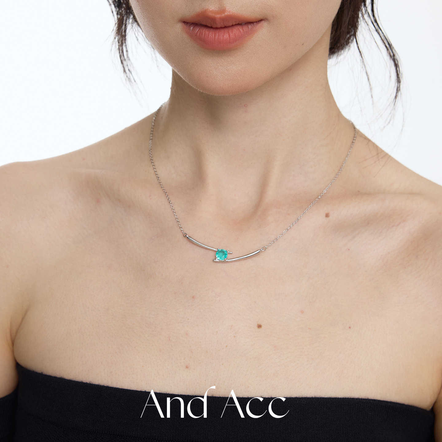 And Acc 铜合金项链 独家首发气质高级极简风项链蓝绿色毛衣链女