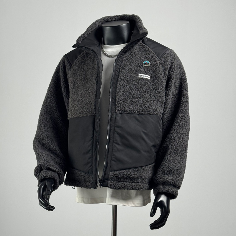 CATIA SELI复古拼接羊羔毛立领男冬季加厚两面穿棉衣休闲保暖外套