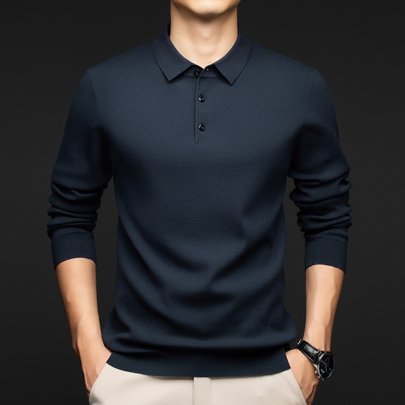 【冬季加厚】男士羊毛衫精纺纯羊毛POLO领针织重磅加厚保暖打底百搭