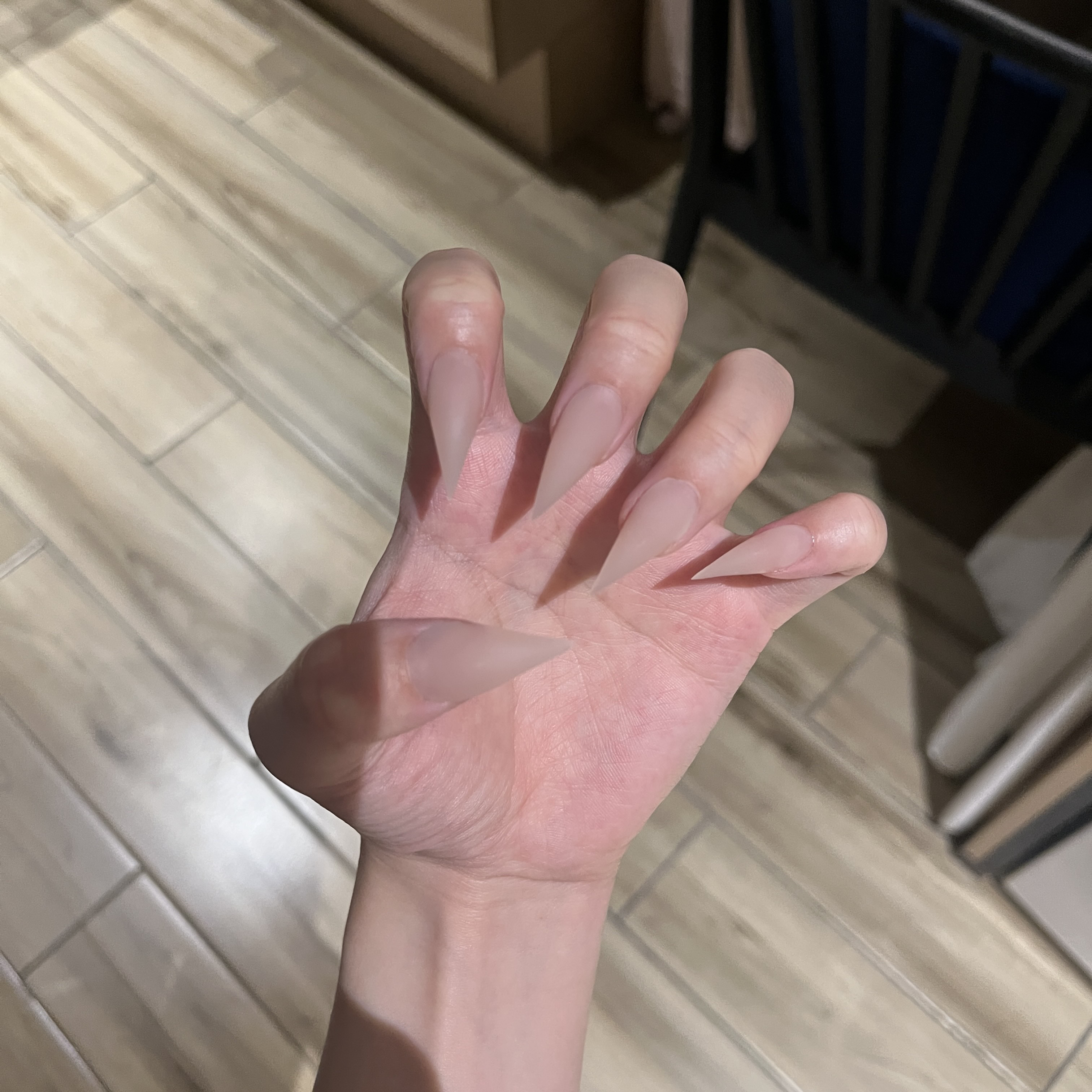 磨砂裸粉裸肤色2.5cm短龙甲个性异形猫爪穿戴甲