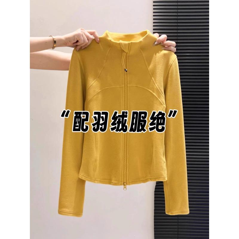 芯娇晴半高领双拉链长袖德绒开衫女秋冬简约休闲修身显瘦上衣外套