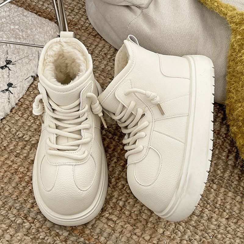 东北白色大头增高厚底雪地靴女款2025新款冬季加绒加厚保暖棉鞋子