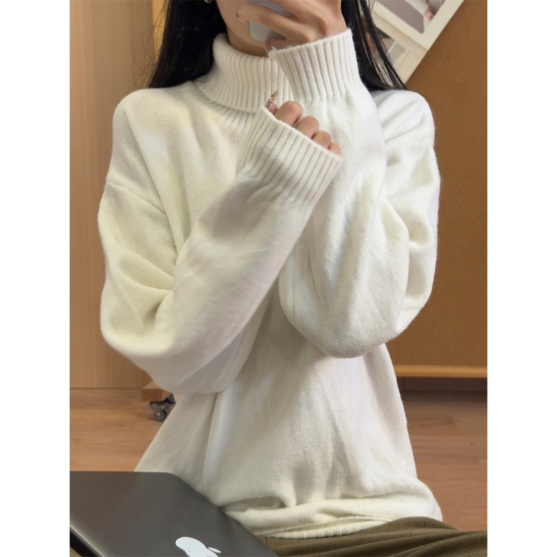 美式慵懒松弛感高领套头毛衣男款秋冬休闲显瘦百搭潮流宽松织针衫