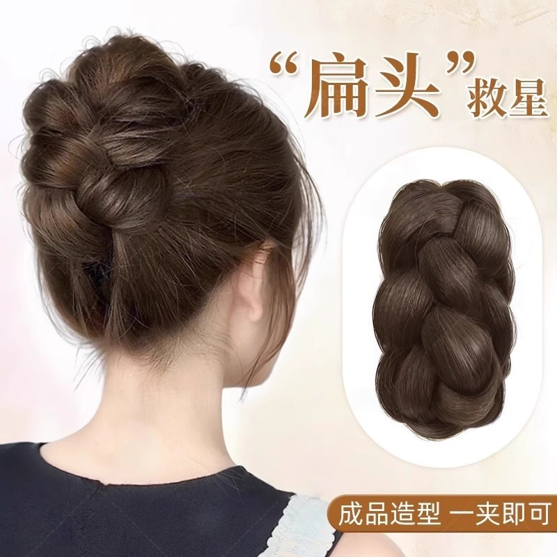 丸子头假发一体式花苞头盘发神器气质蓬松发包增发后脑勺假发抓夹