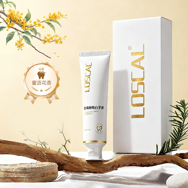 LOSCAL珍珠粉皓白牙膏蜜语花香120g